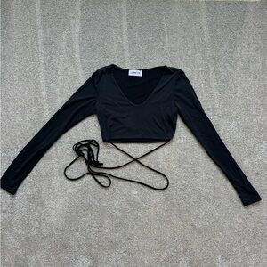 Black Crop Top with Tie / Brand New / Never been worn